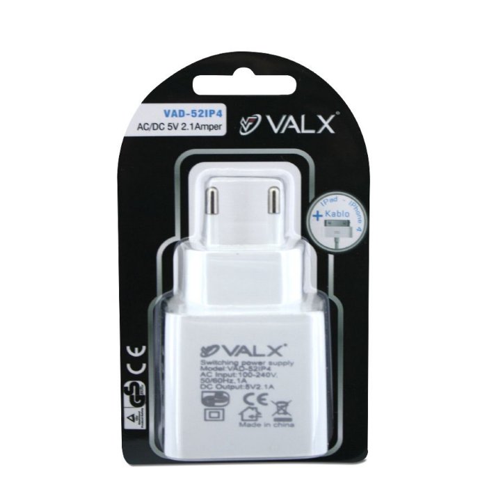 Valx VAD-52IP4 5V 2.1A Usb Adaptör+İphone 4 Kablo-3