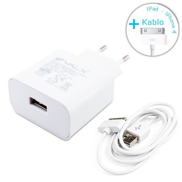 Valx VAD-52IP4 5V 2.1A Usb Adaptör+İphone 4 Kablo